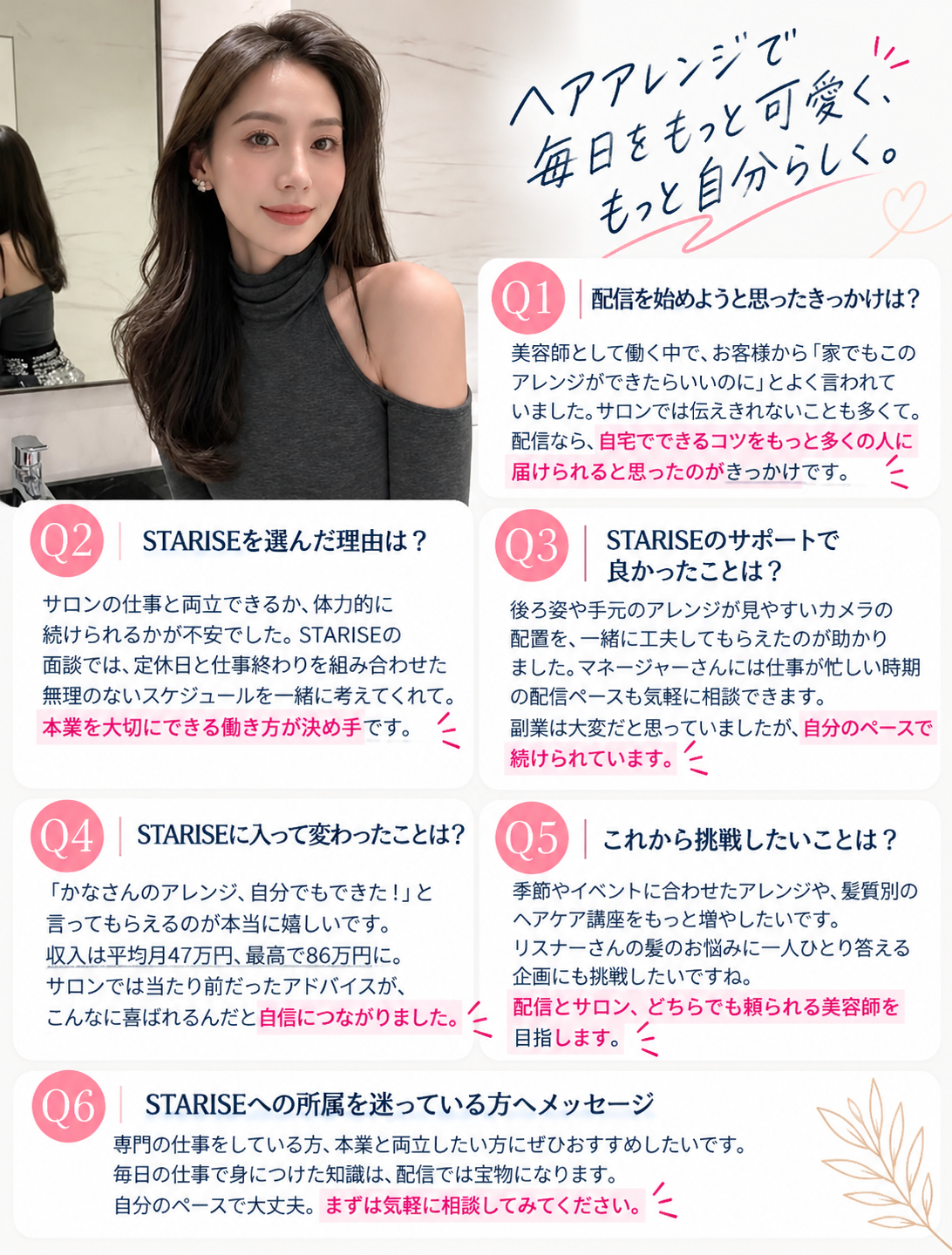 所属ライバーかなのインタビュー(Q1〜Q6)