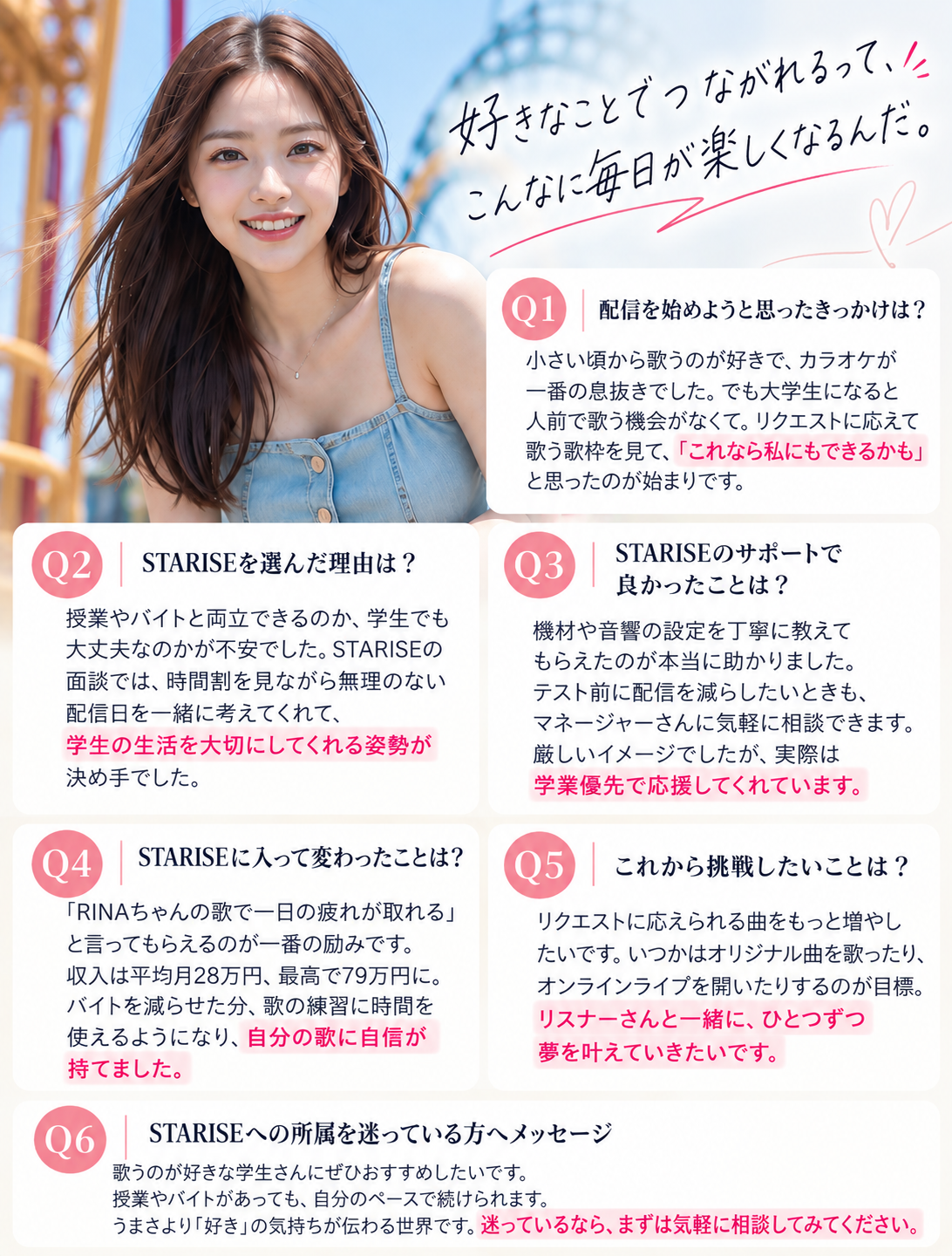 所属ライバーRINAのインタビュー(Q1〜Q6)