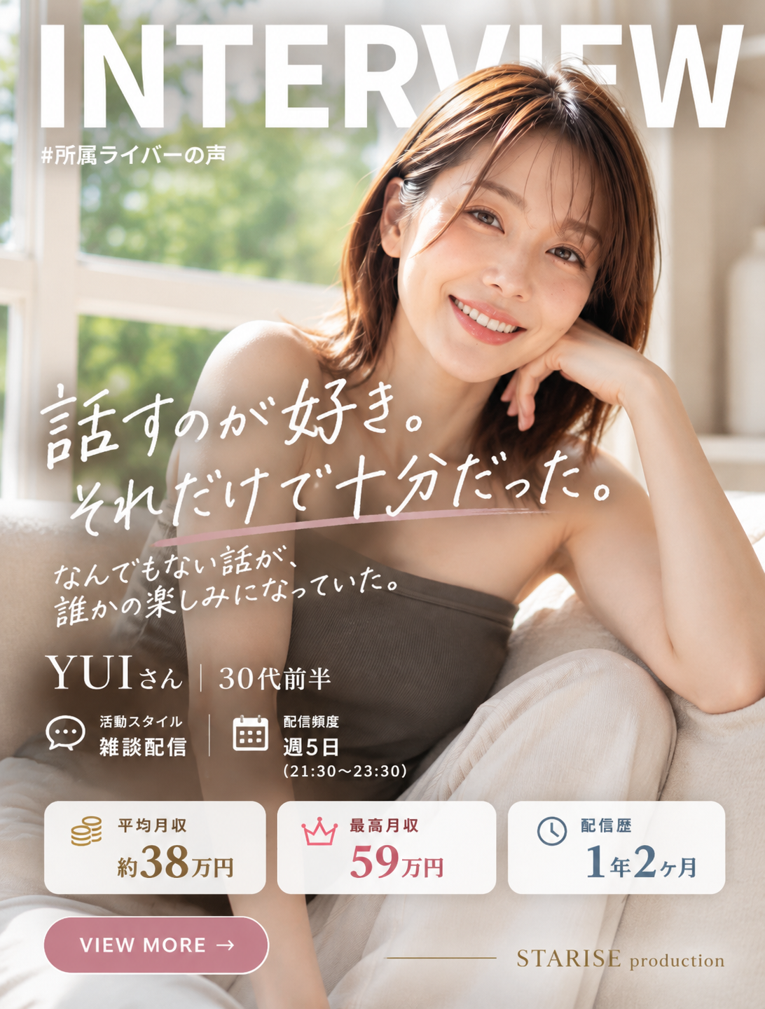 所属ライバーYUIのプロフィール（インタビューを見る）